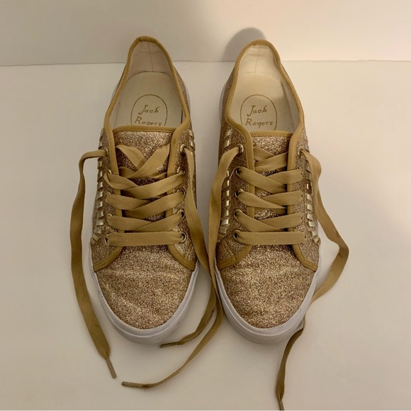 Jack Rogers Carter glitter gold/metallic sneaker size 7.5 - Picture 3 of 7